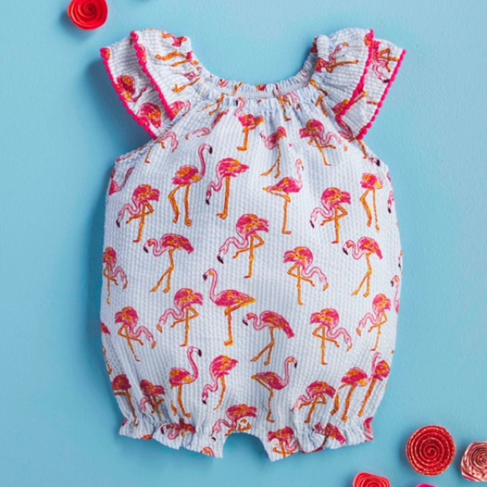 Mud Pie FLAMINGO BABY ROMPER NEW